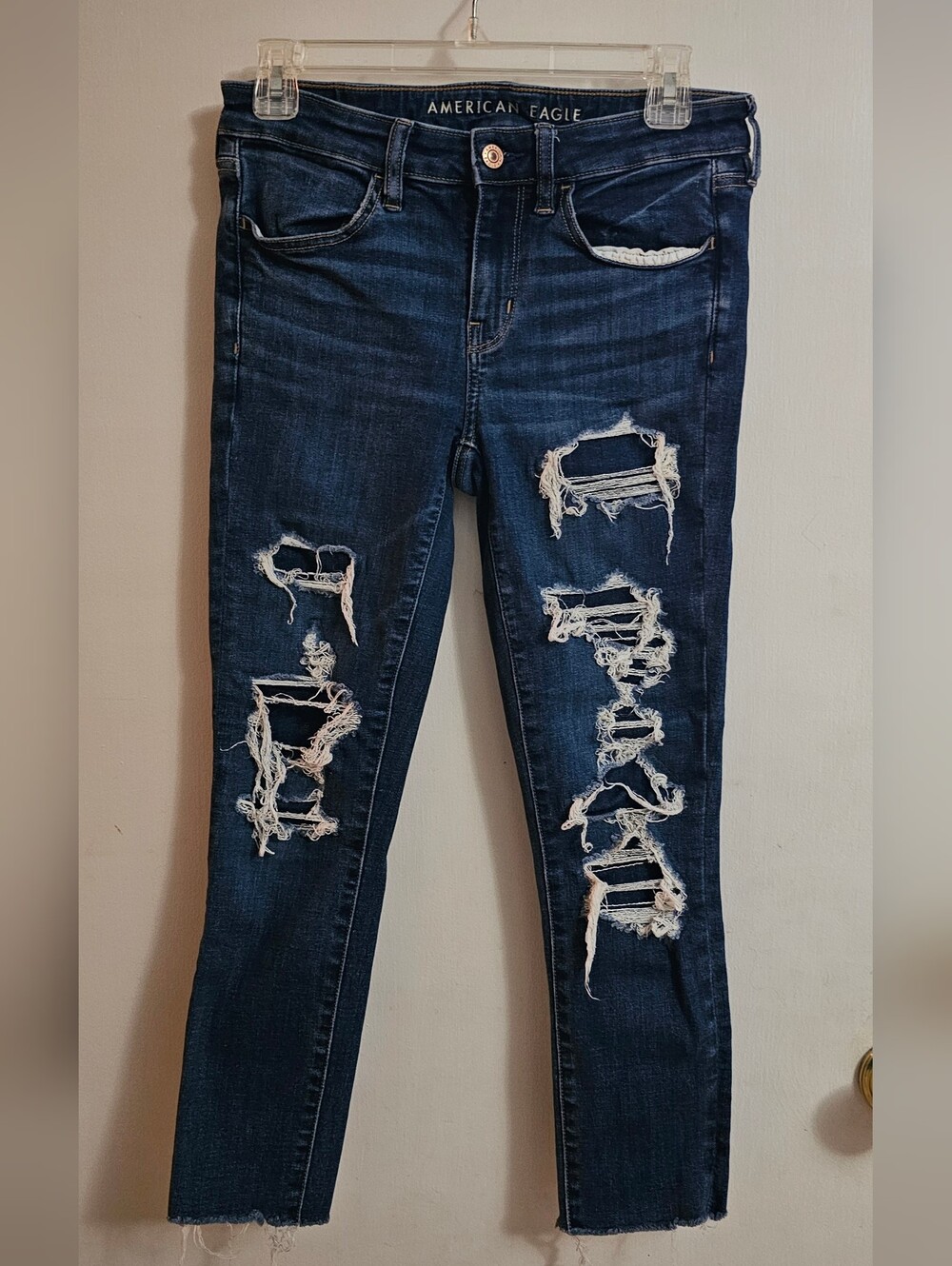 American Eagle Outfitters Dark Blue Distressed Women's Jeans